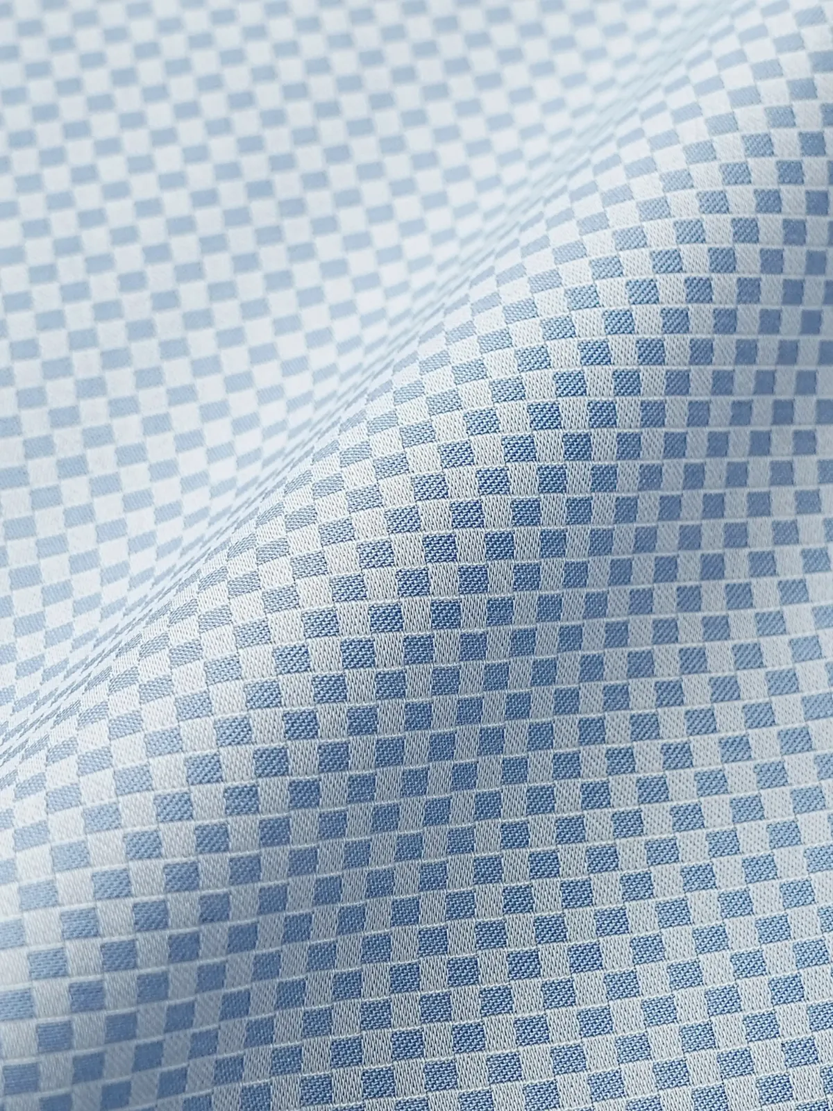 Pure Cotton Non Iron Sky Checkerboard Shirt - Dobby weave