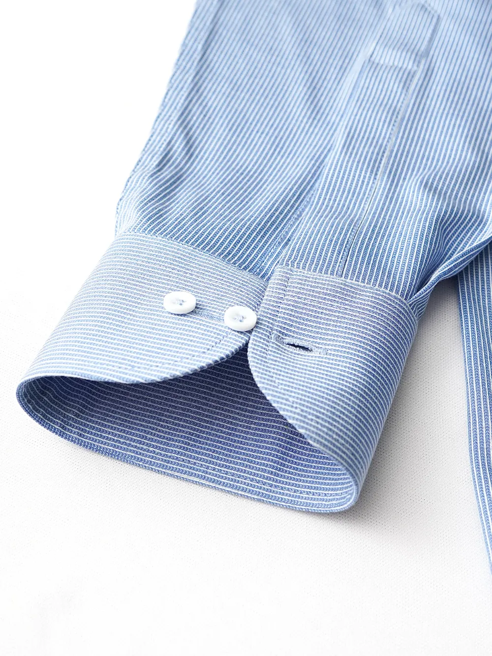 100% Cotton - Stretch Sky Mist with White Stripe Shirt