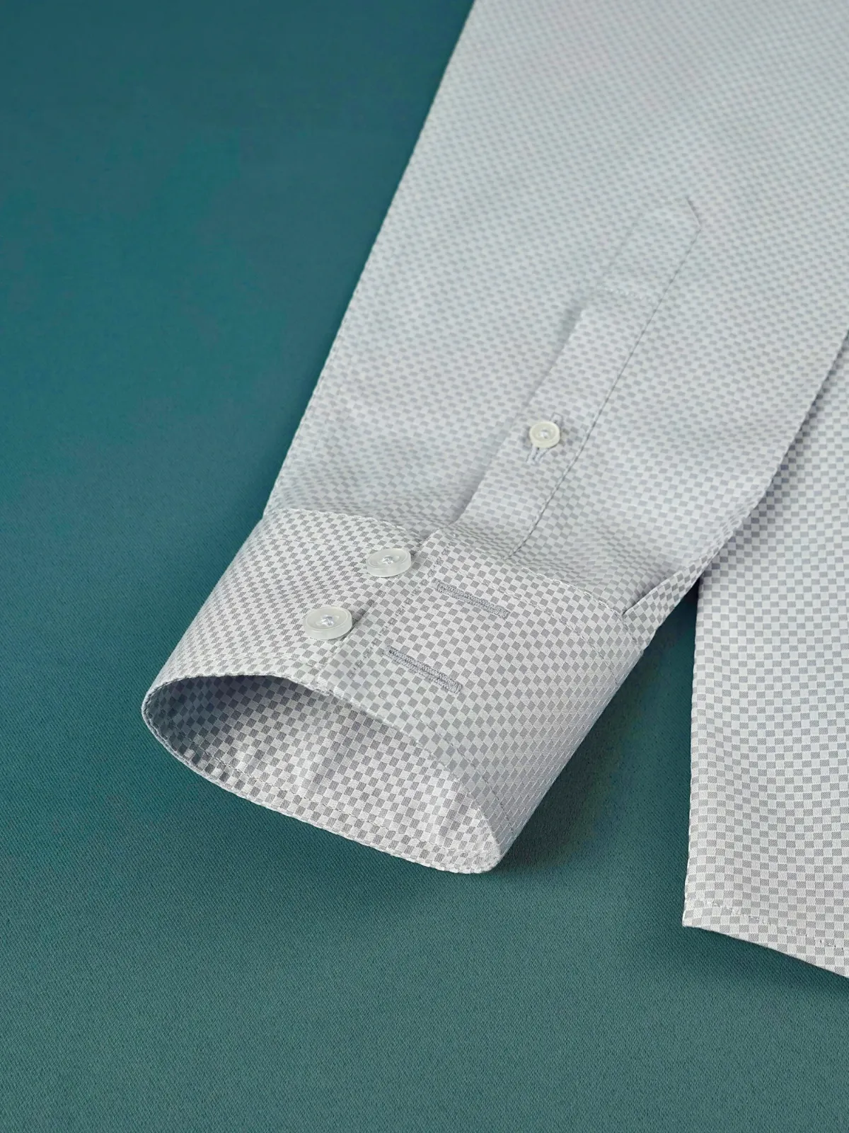 Pure Cotton Non Iron Smoke Checkerboard Shirt - Dobby weave