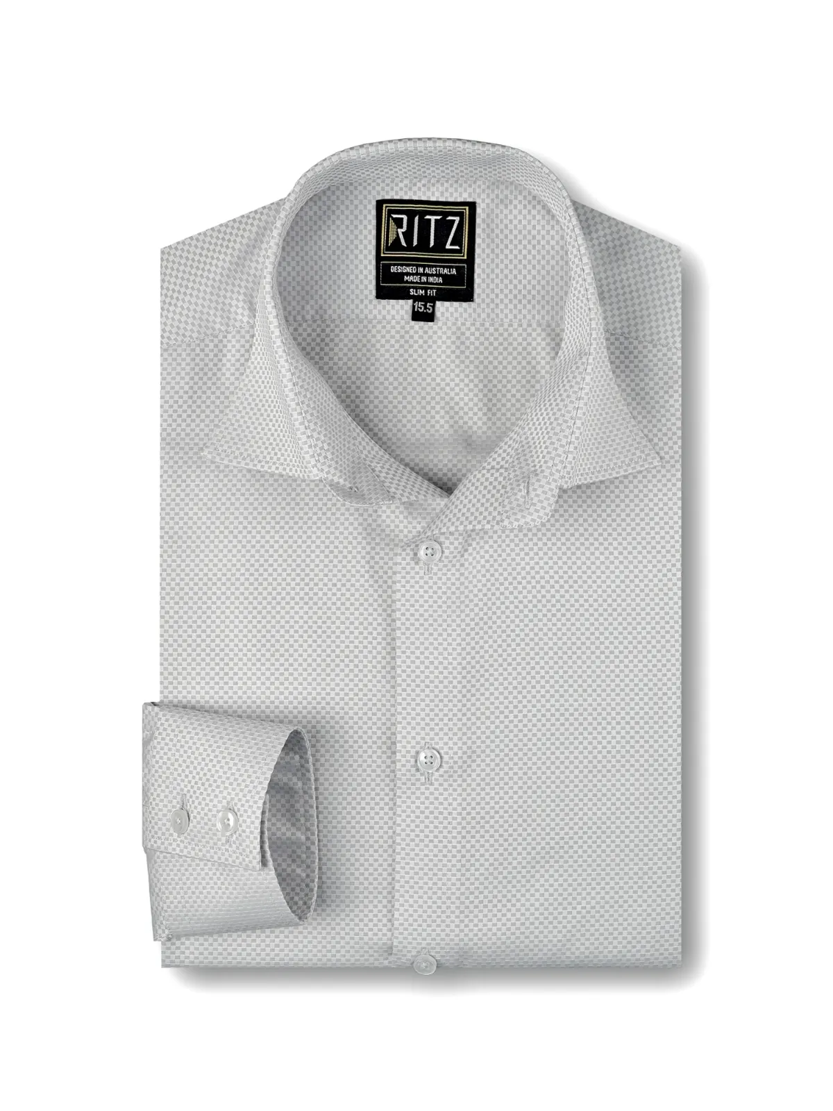 Pure Cotton Non Iron Smoke Checkerboard Shirt - Dobby weave