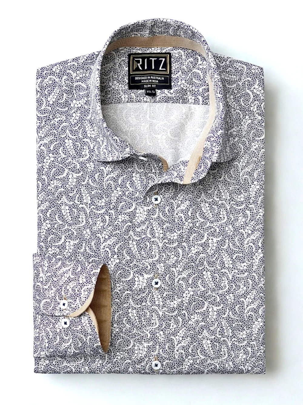 Pure Cotton Micro Abstract Print Shirt - Twill Weave