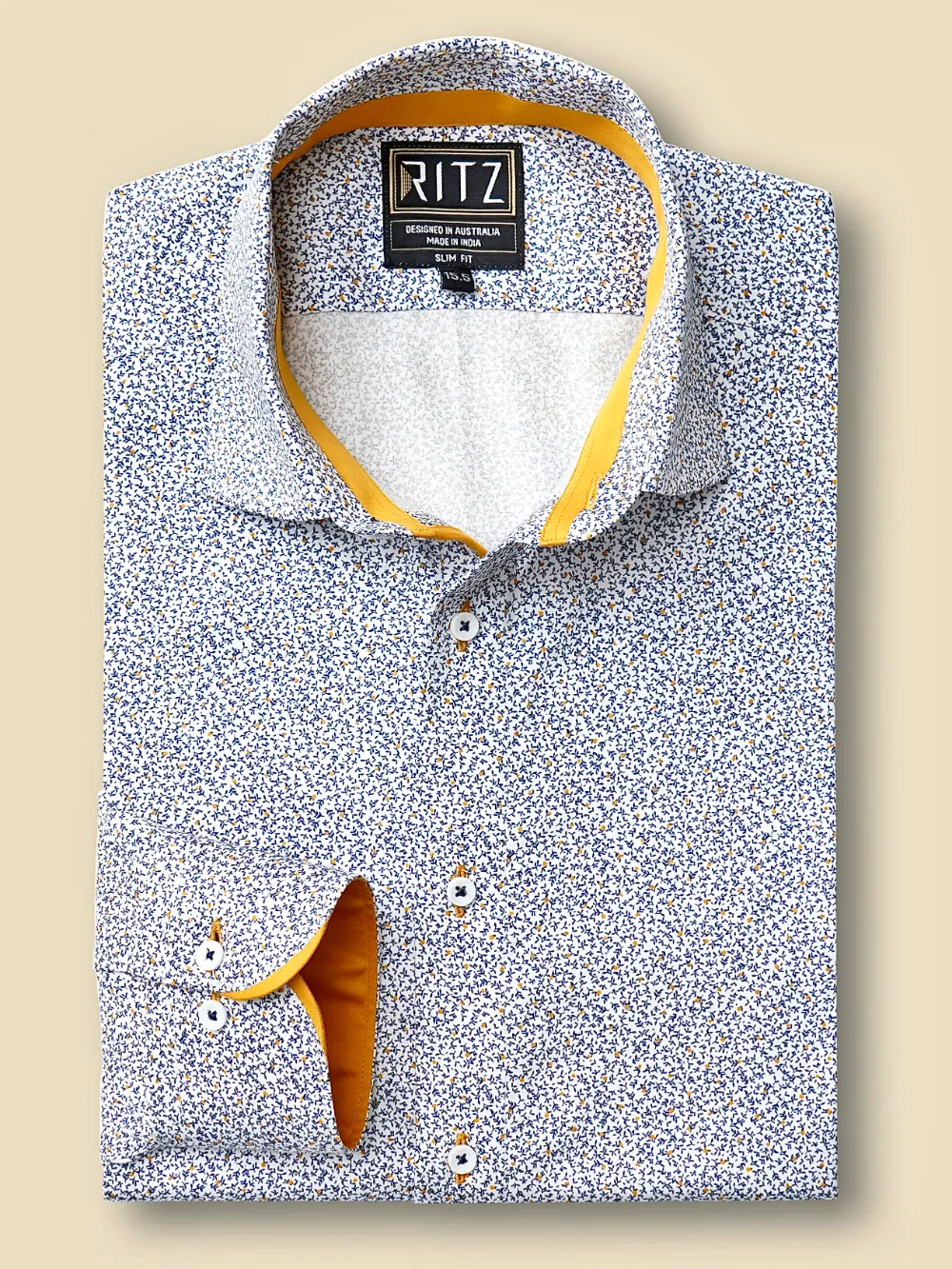 Pure Cotton Micro Blue Floral Shirt - Twill Weave