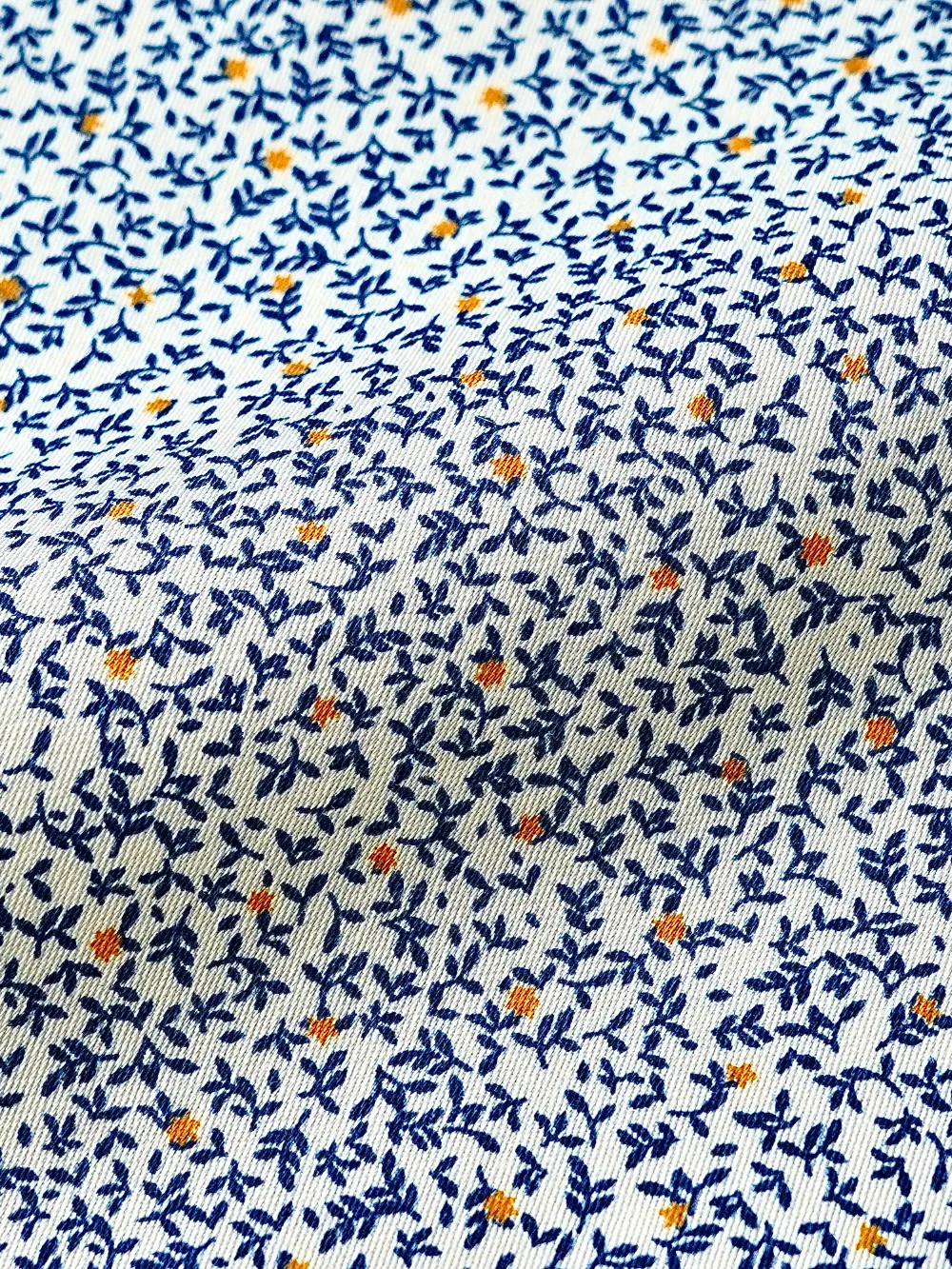 Pure Cotton Micro Blue Floral Shirt - Twill Weave