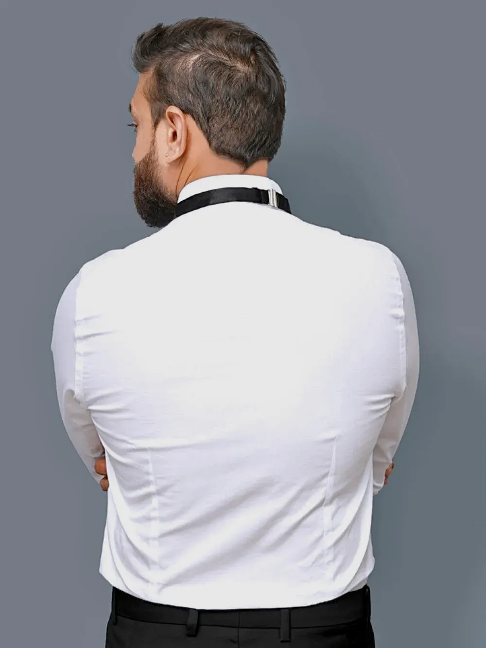 100% Cotton White Tuxedo Shirt - Twill Weave