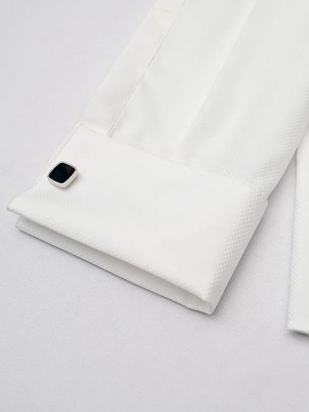 Non-Iron 100% Cotton White Shirt - Jacquard Weave