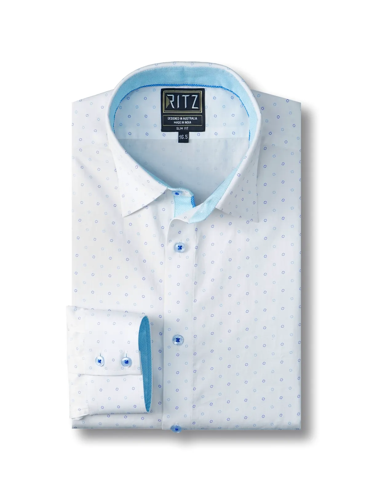 Pure Cotton White Shirt with Fine Print - Satin Weave