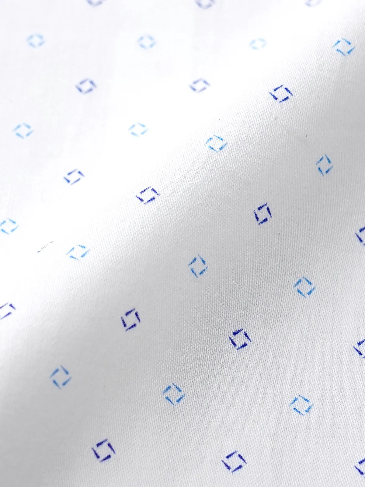Pure Cotton White Shirt with Fine Print - Satin Weave