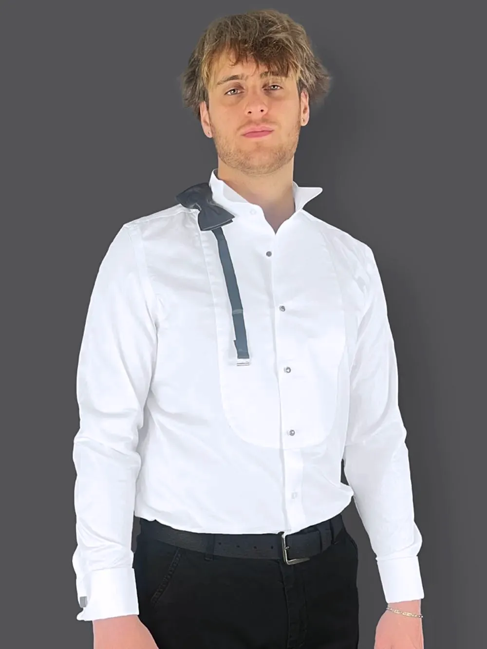Round Wing Tip Collar Tuxedo Shirt - Twill Weave