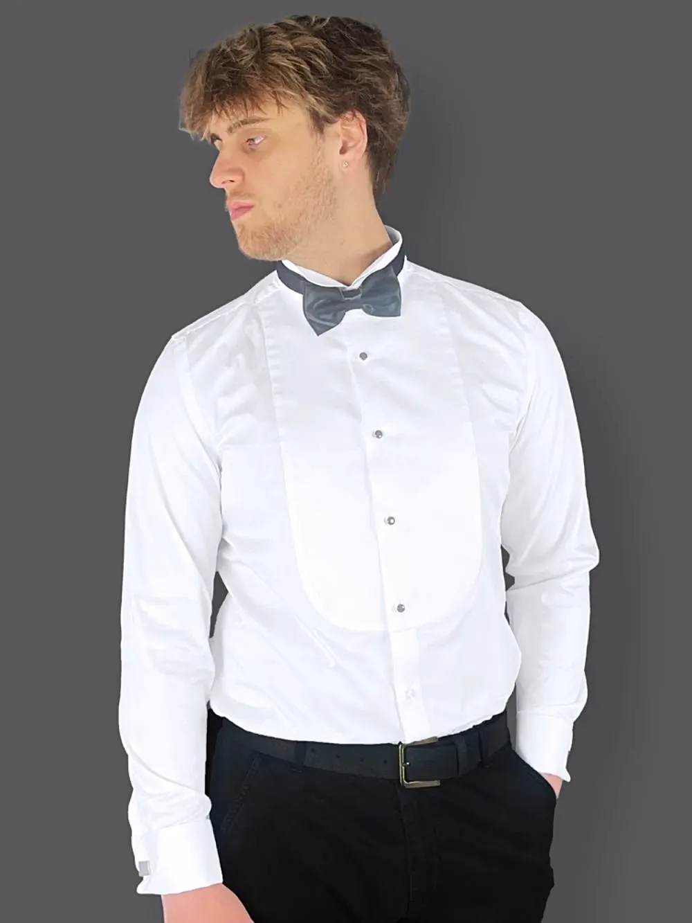 Round Wing Tip Collar Tuxedo Shirt - Twill Weave