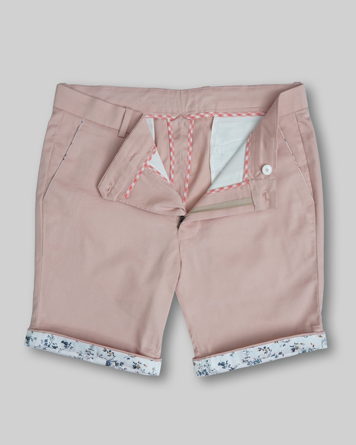 Cotton Short with Jacquard Weave and Extra Stretch - Peach