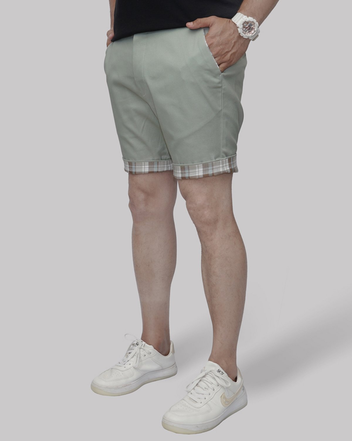 Cotton Short with Jacquard Weave and Extra Stretch - Light Pistachio