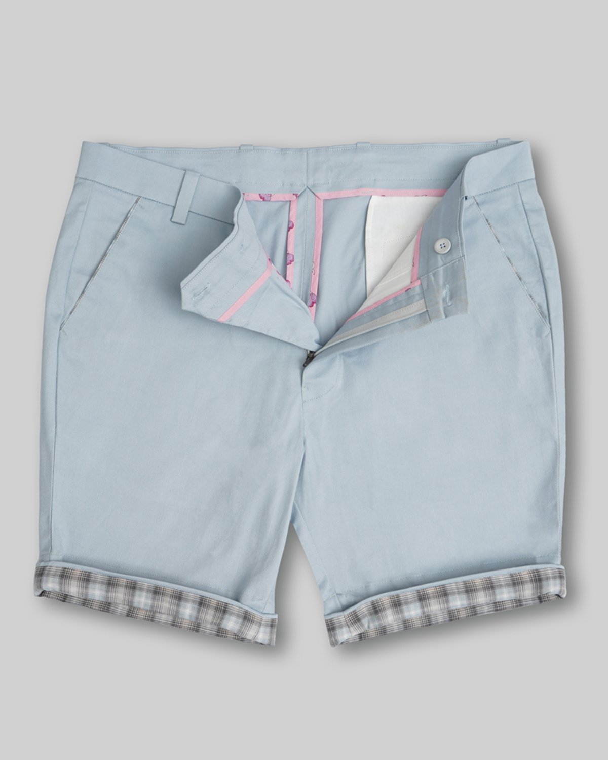 Cotton Short with Jacquard Weave and Extra Stretch - Sapphire Mist