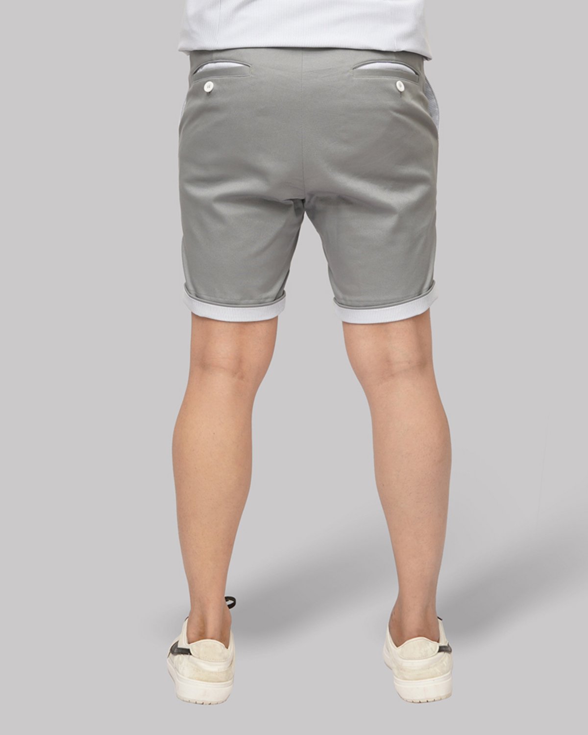 Cotton Short with Jacquard Weave and Extra Stretch - Moonstone Gray