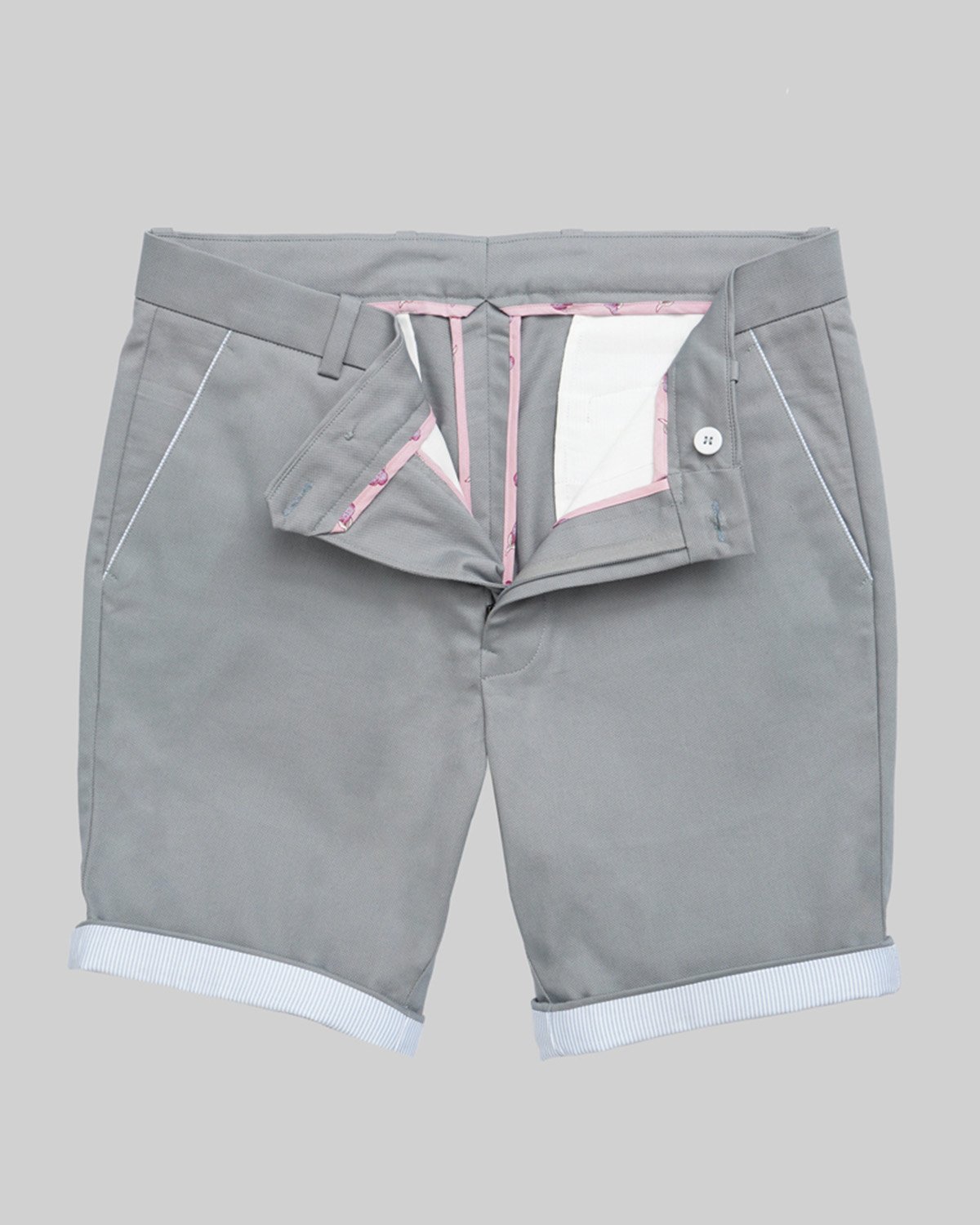 Cotton Short with Jacquard Weave and Extra Stretch - Moonstone Gray