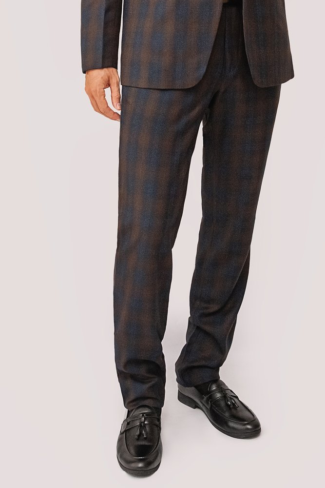 Luxury Premium Viscose Suit with Peach and Nevy Grid
