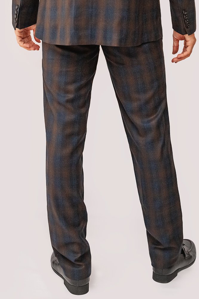 Luxury Premium Viscose Suit with Peach and Nevy Grid
