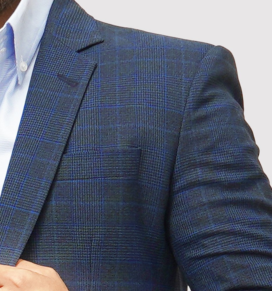 Luxury Premium Viscose Suit with Grey and Blue Grid