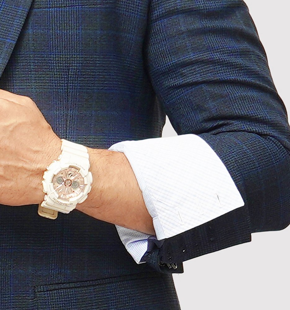 Luxury Premium Viscose Suit with Grey and Blue Grid