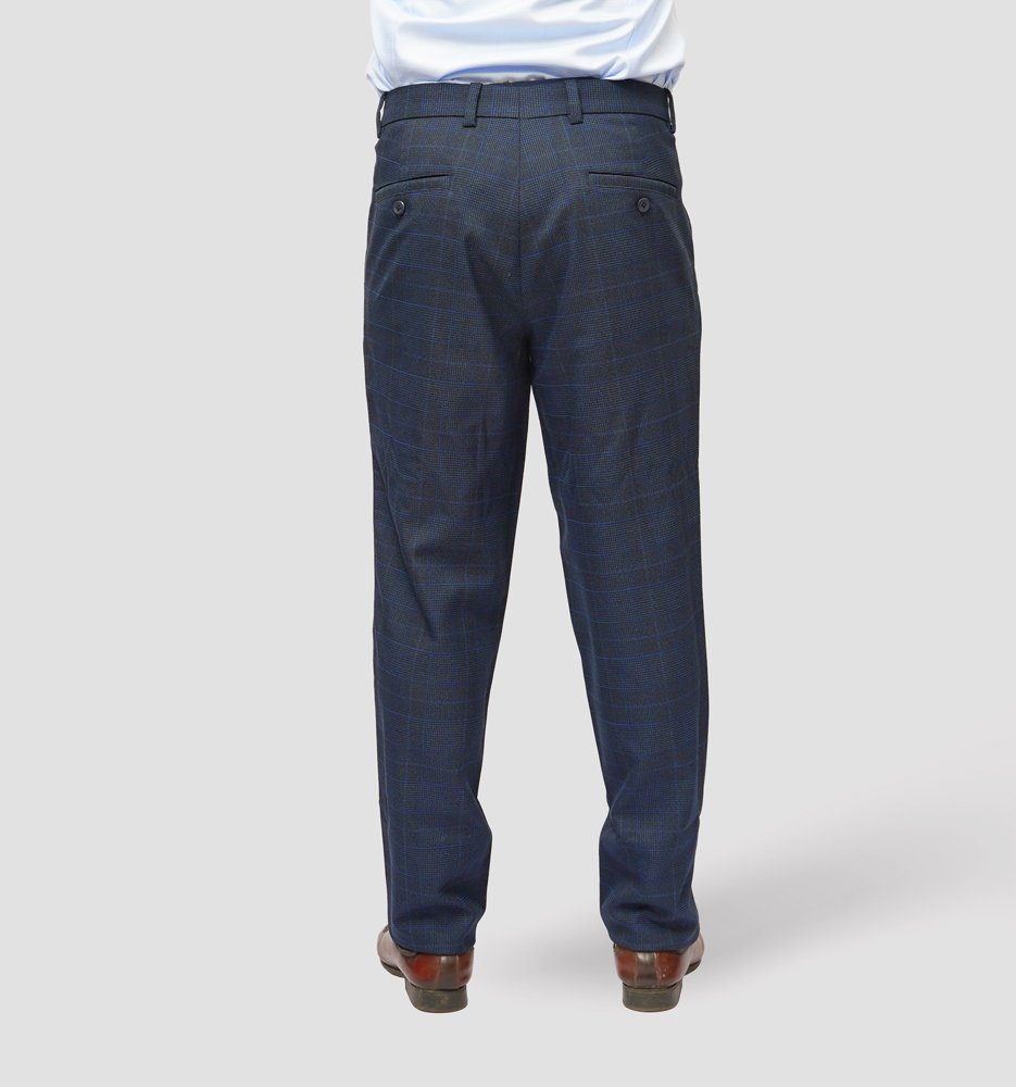 Luxury Premium Viscose Suit with Grey and Blue Grid