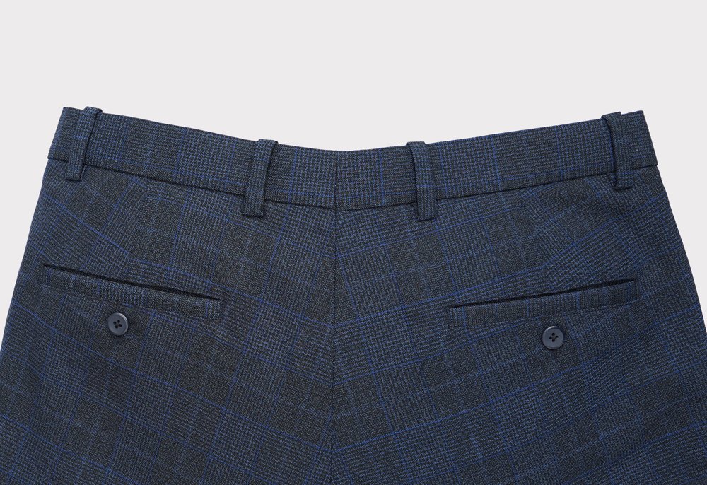 Luxury Premium Viscose Suit with Grey and Blue Grid
