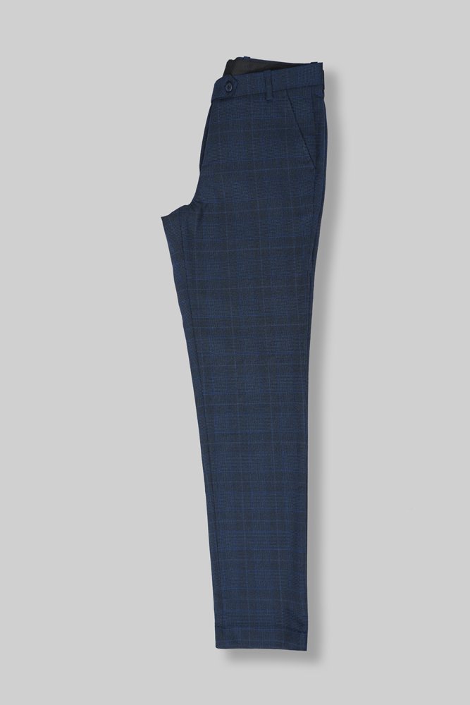 Luxury Premium Viscose Suit with Grey and Blue Grid