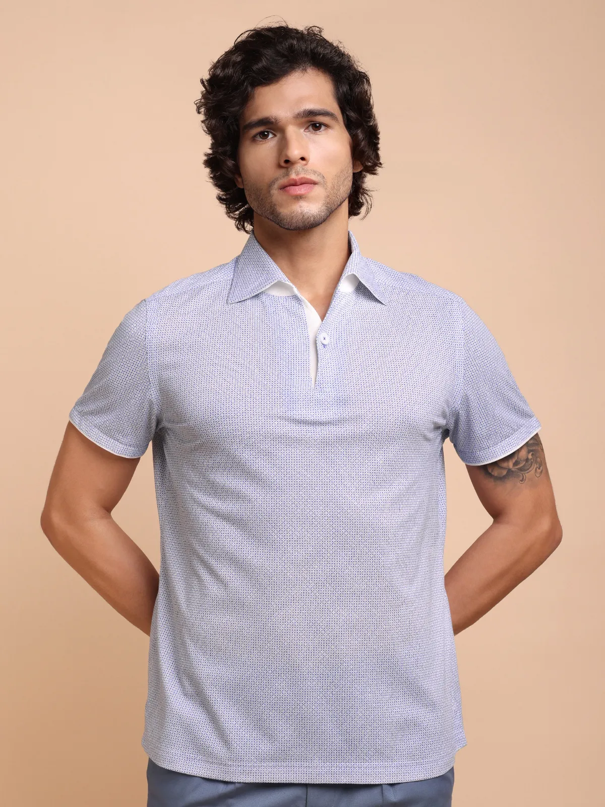 Ritz Exclusive: Sterling Grid One-Piece Collar Smart Polo