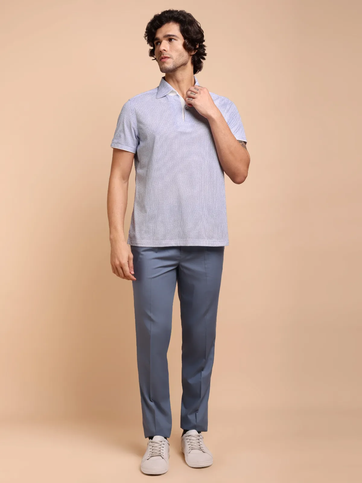 Ritz Exclusive: Sterling Grid One-Piece Collar Smart Polo