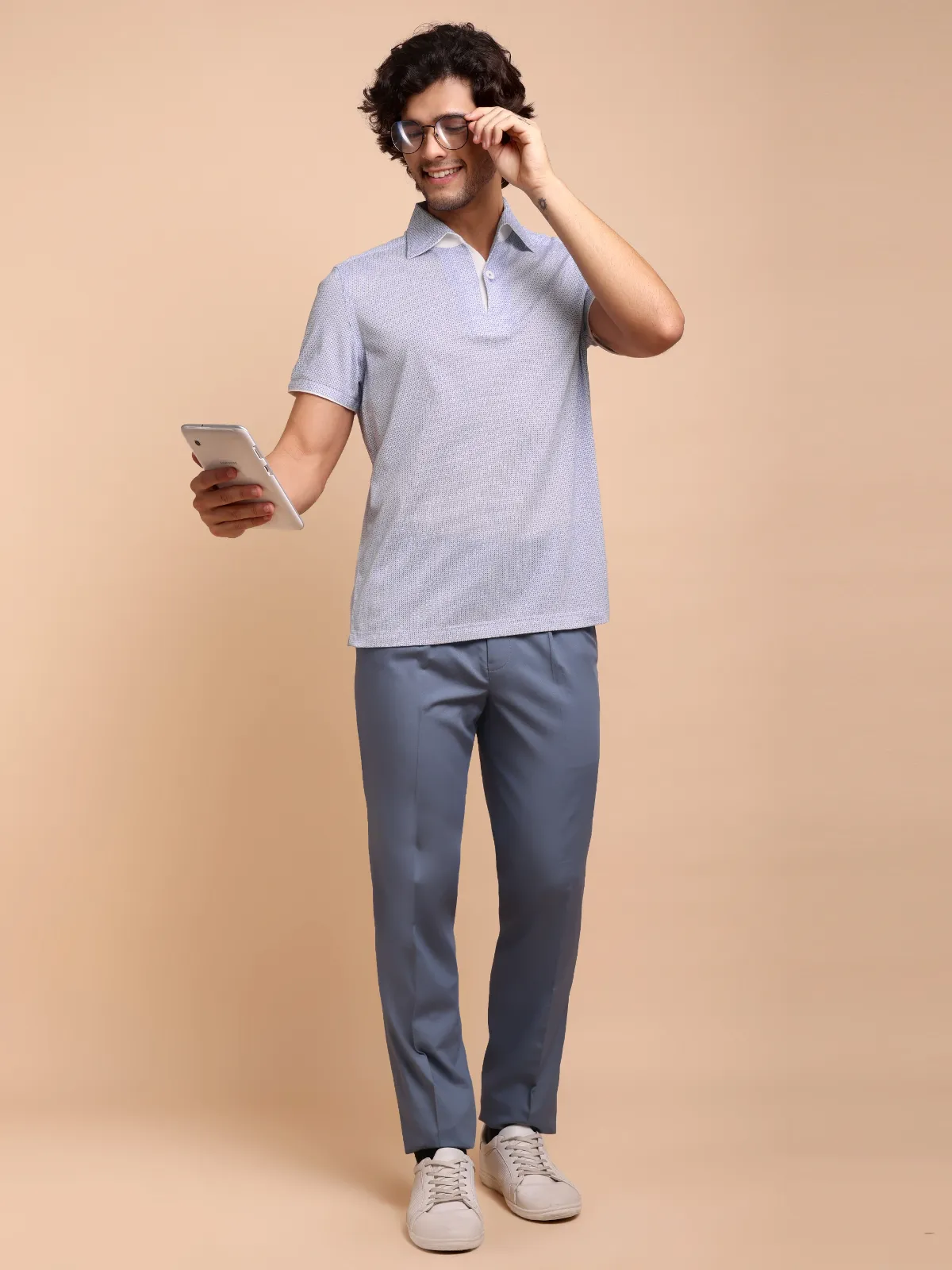 Ritz Exclusive: Sterling Grid One-Piece Collar Smart Polo