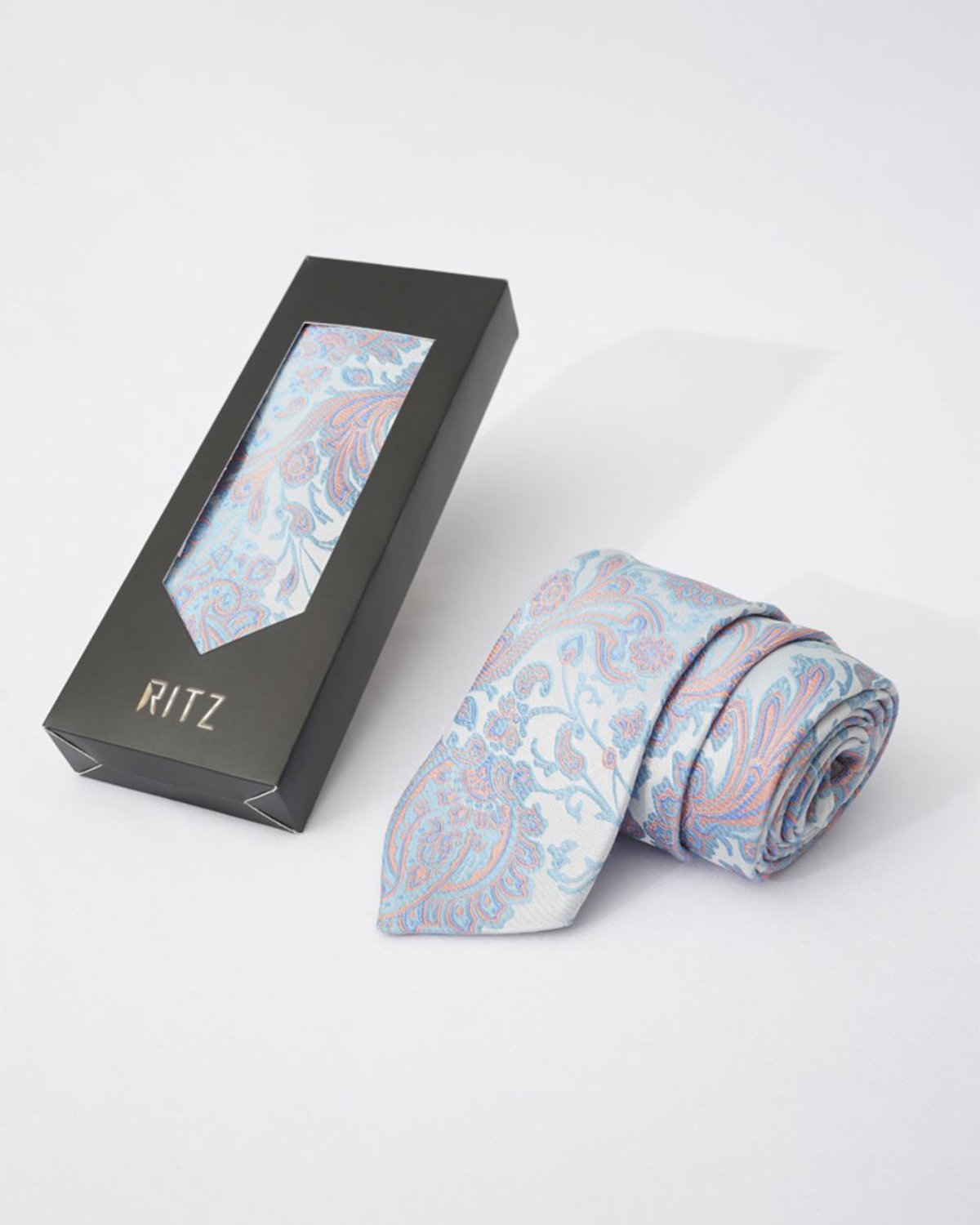 Sky and Peach Paisley Neck Tie