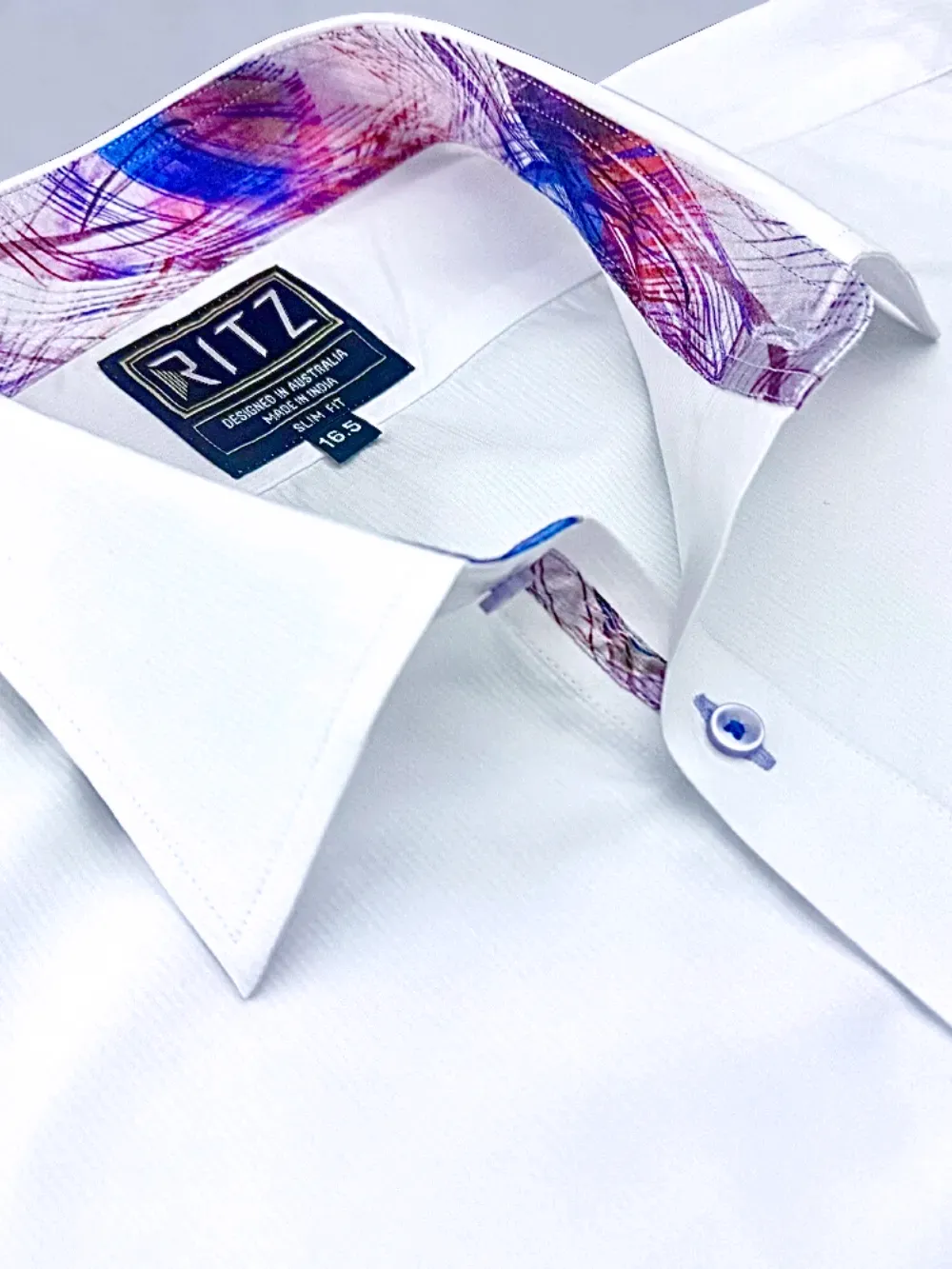 White Shirt with Signature Satin Accent - Feathers