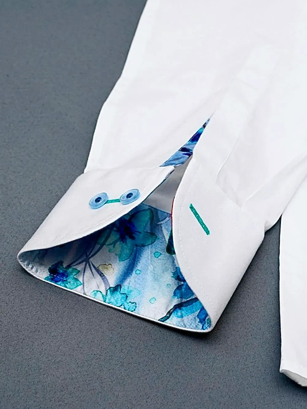 White Shirt with Satin Fabric Blend - Butterflies