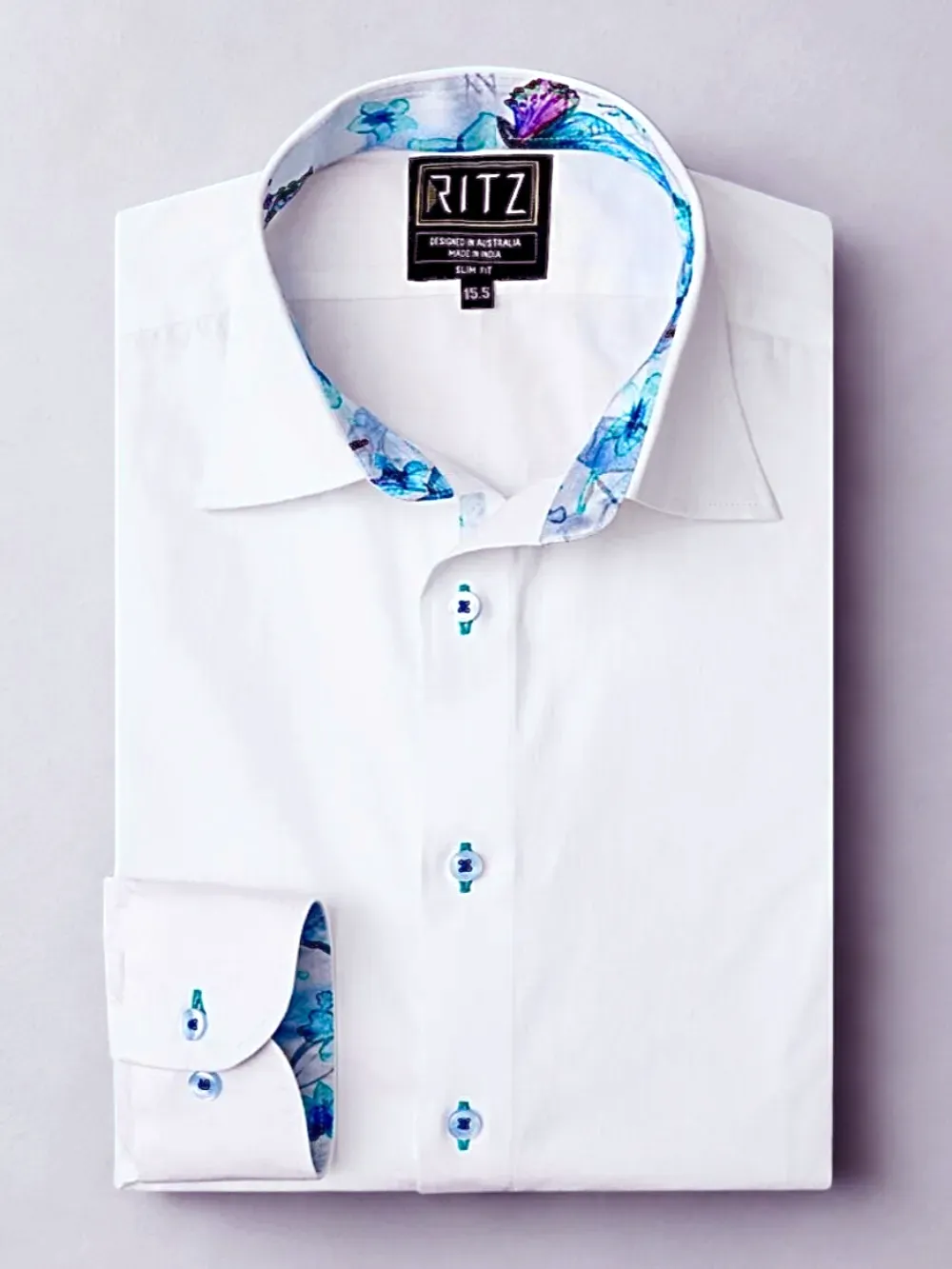 White Shirt with Satin Fabric Blend - Butterflies
