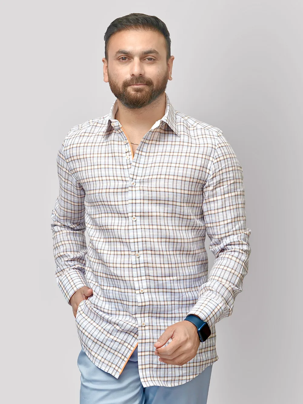 Pure Hemp Yard Dyed SpringDawn Grid Shirt