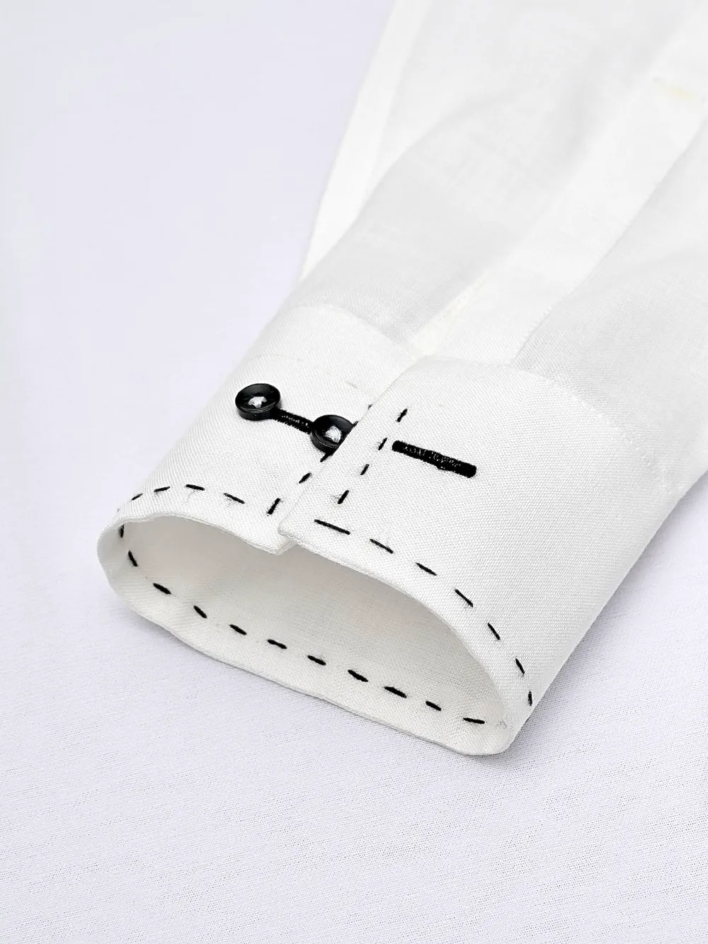 Sustainable - 100% Hemp Plain White Shirt Black Out-stitch