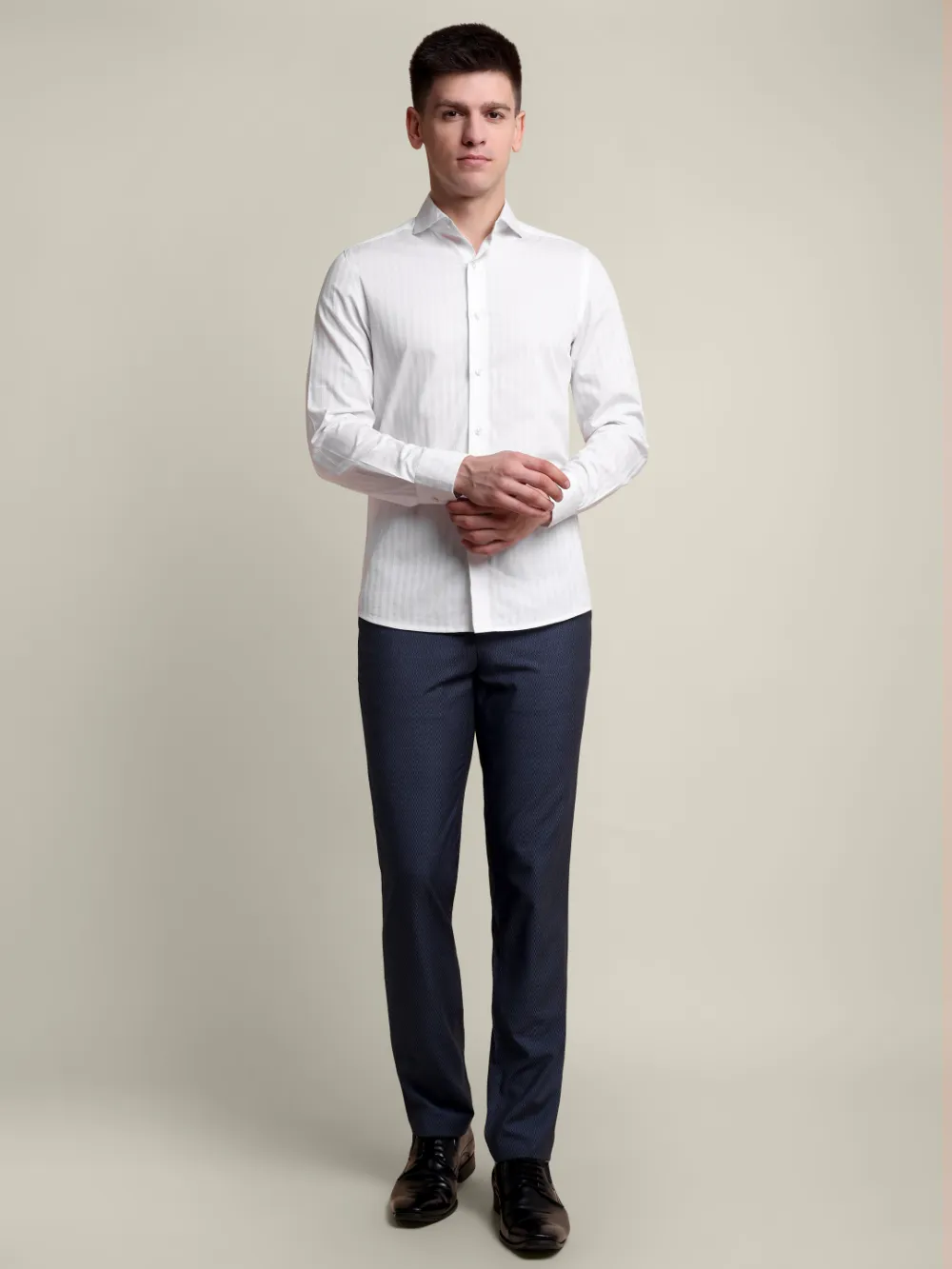 Pure Cotton Unique Self-Striped Shirt for Timeless Elegance