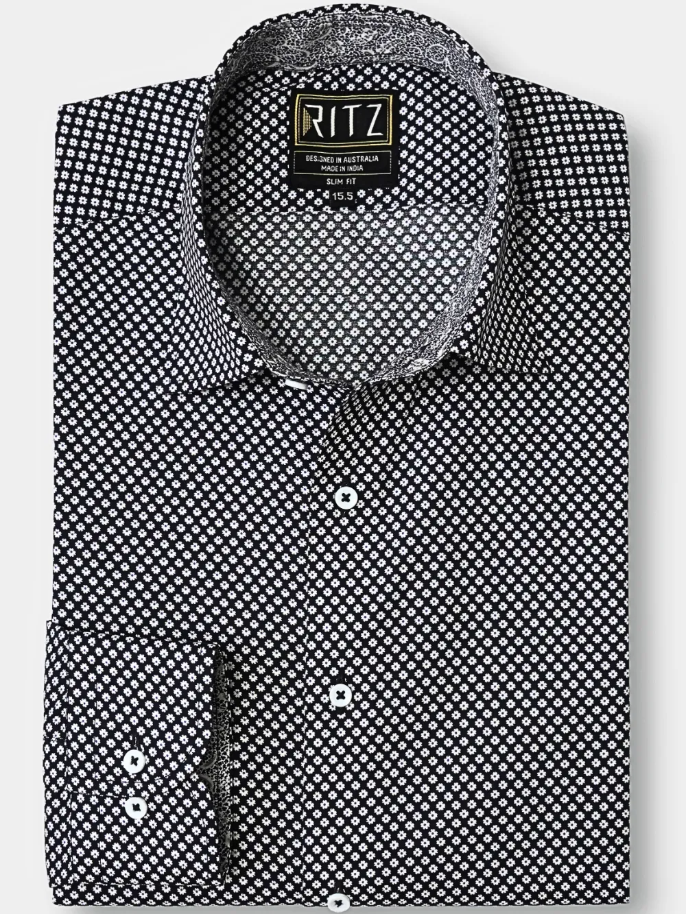 Non-Iron Snow Flowers Shirt - Plain Weave