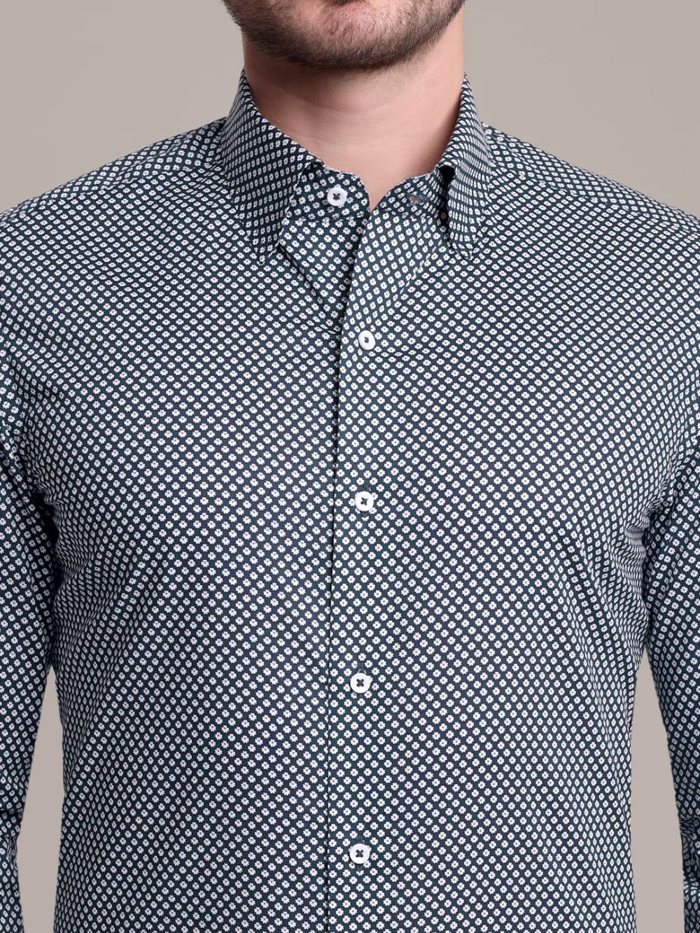 Non-Iron Snow Flowers Shirt - Plain Weave
