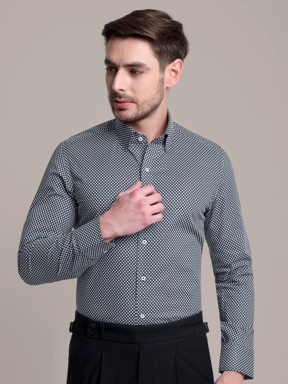 Non-Iron Snow Flowers Shirt - Plain Weave