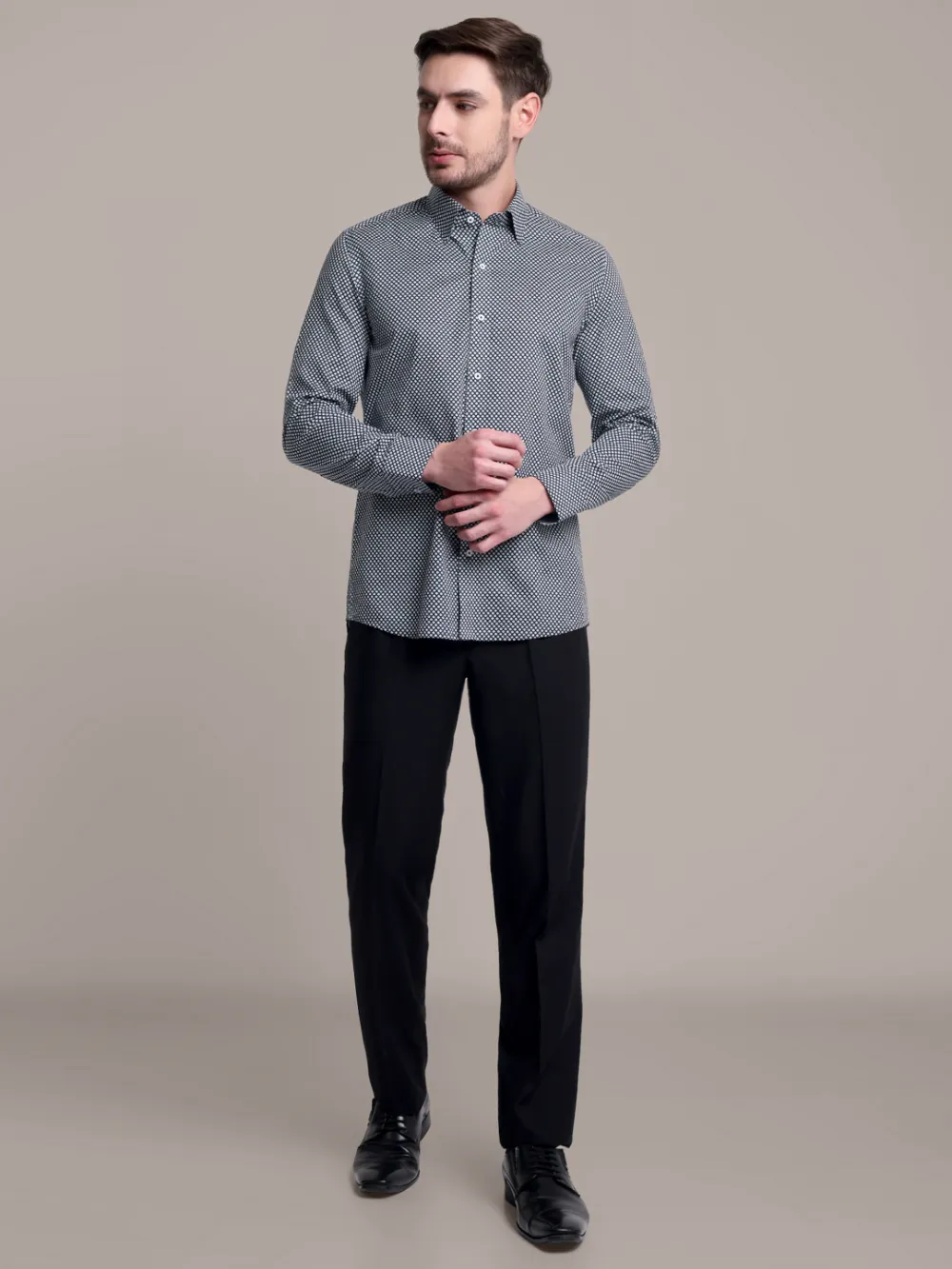 Non-Iron Snow Flowers Shirt - Plain Weave