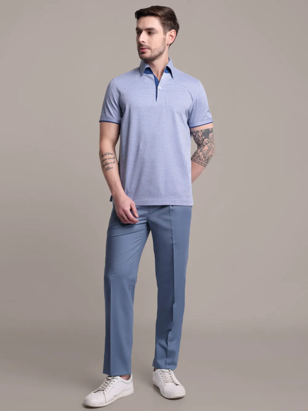 Ritz Exclusive: Hound's Tooth One-Piece Collar Smart Polo