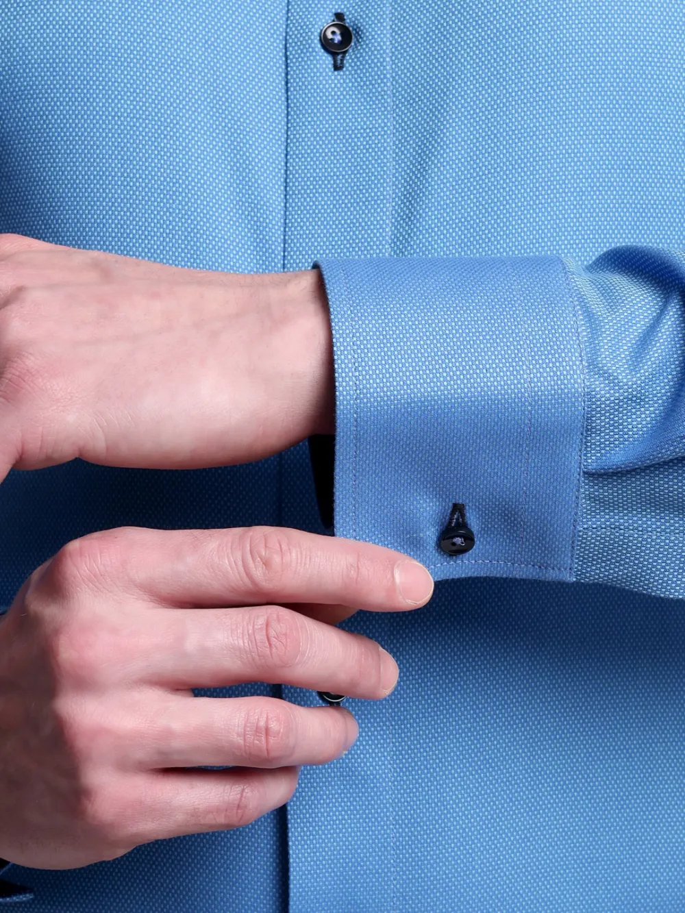 Topaz designer pair of plain turquoise shirt and black trousers