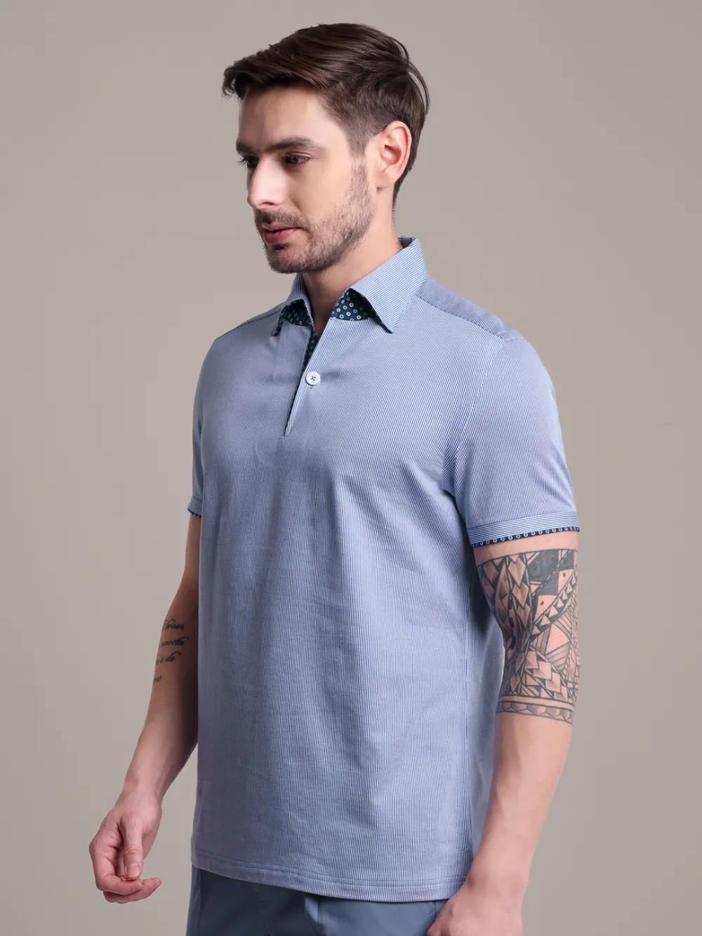 Ritz Exclusive: Royal Streaks One-Piece Collar Smart Polo