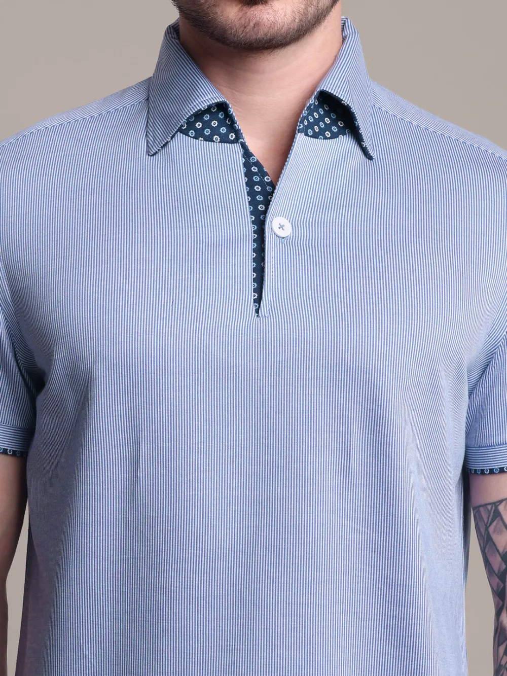 Ritz Exclusive: Royal Streaks One-Piece Collar Smart Polo