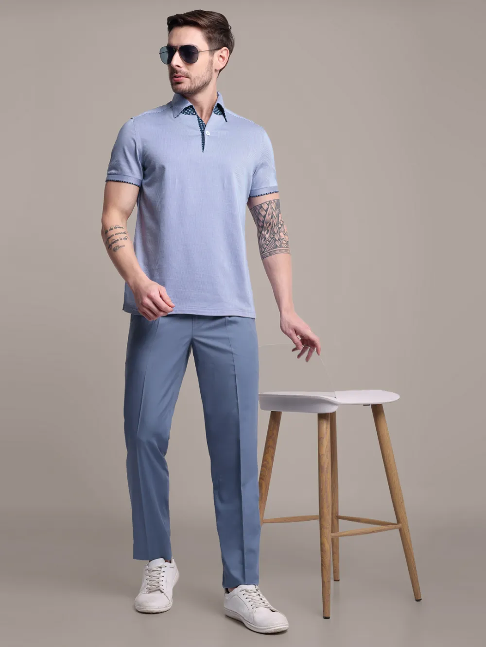 Ritz Exclusive: Royal Streaks One-Piece Collar Smart Polo