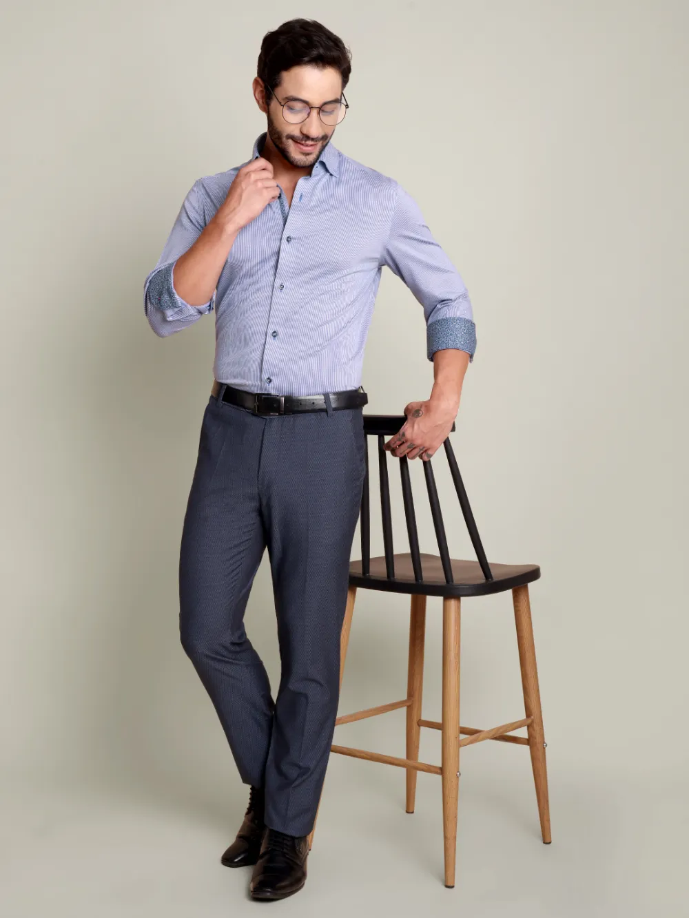 Non-Iron Stretch Royal Streaks Shirt - Knitted Weave