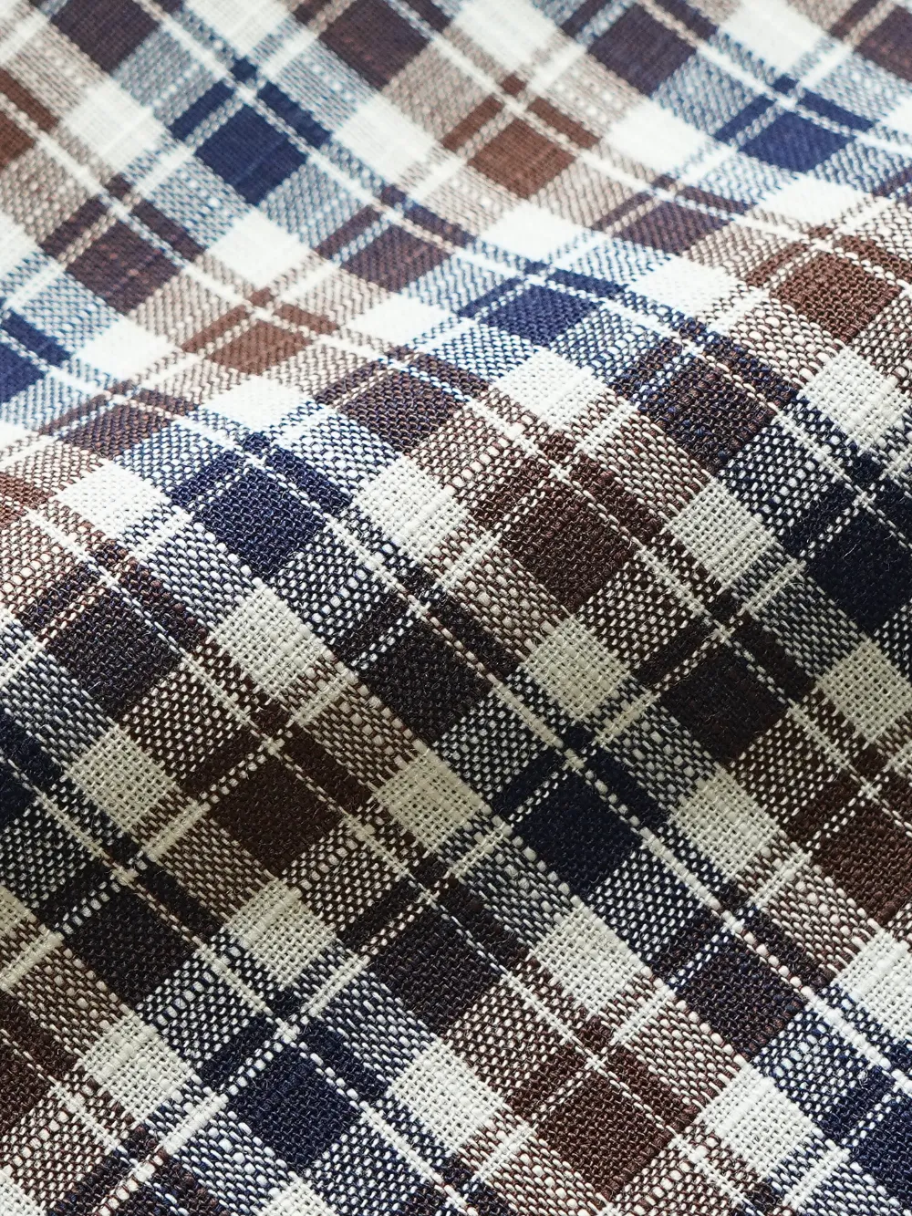 Brown Checked 100% Cotton Shirt with Contrast Detailing
