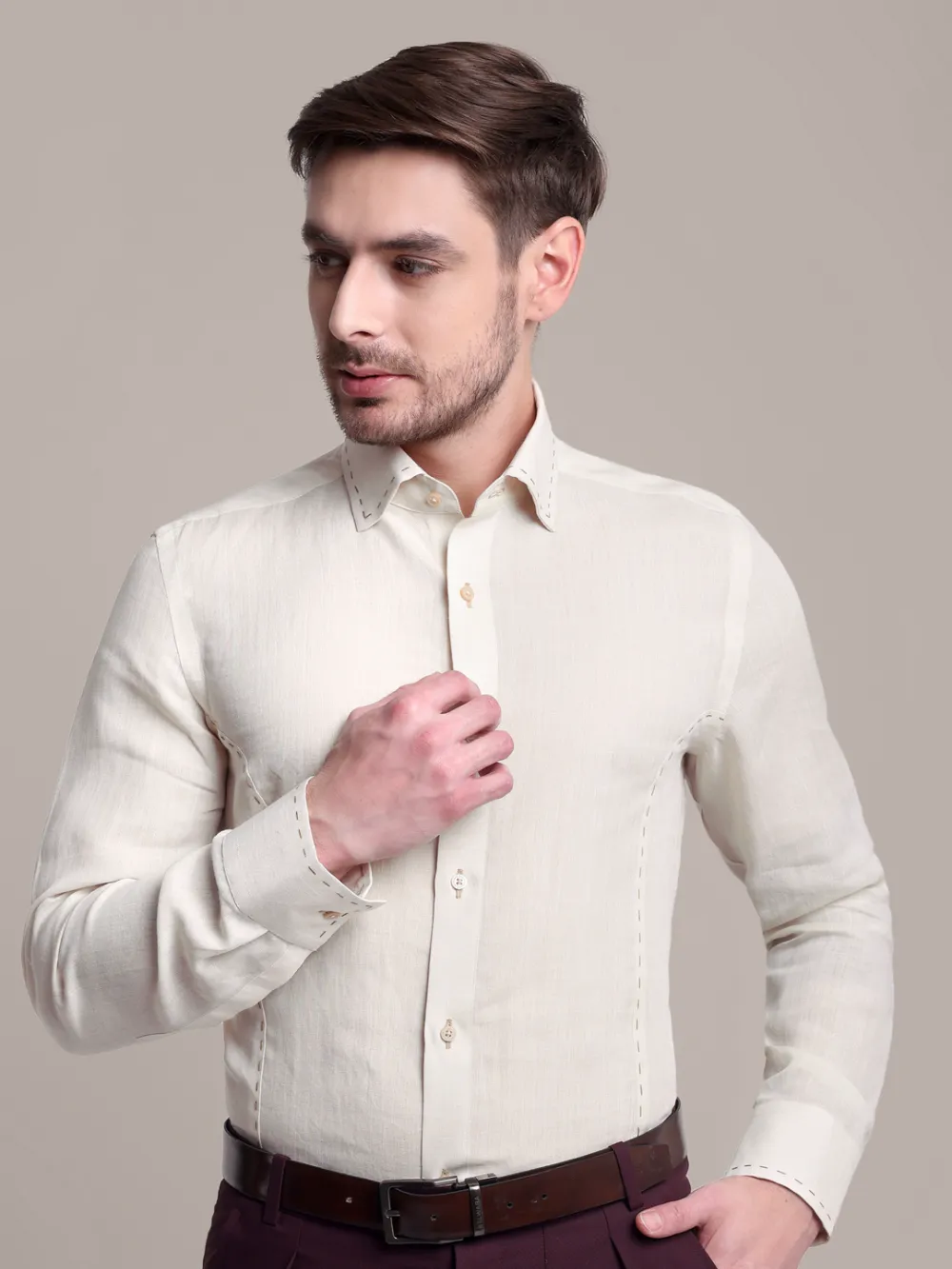 Sustainable - 100% Hemp Plain Ivory Essence Shirt