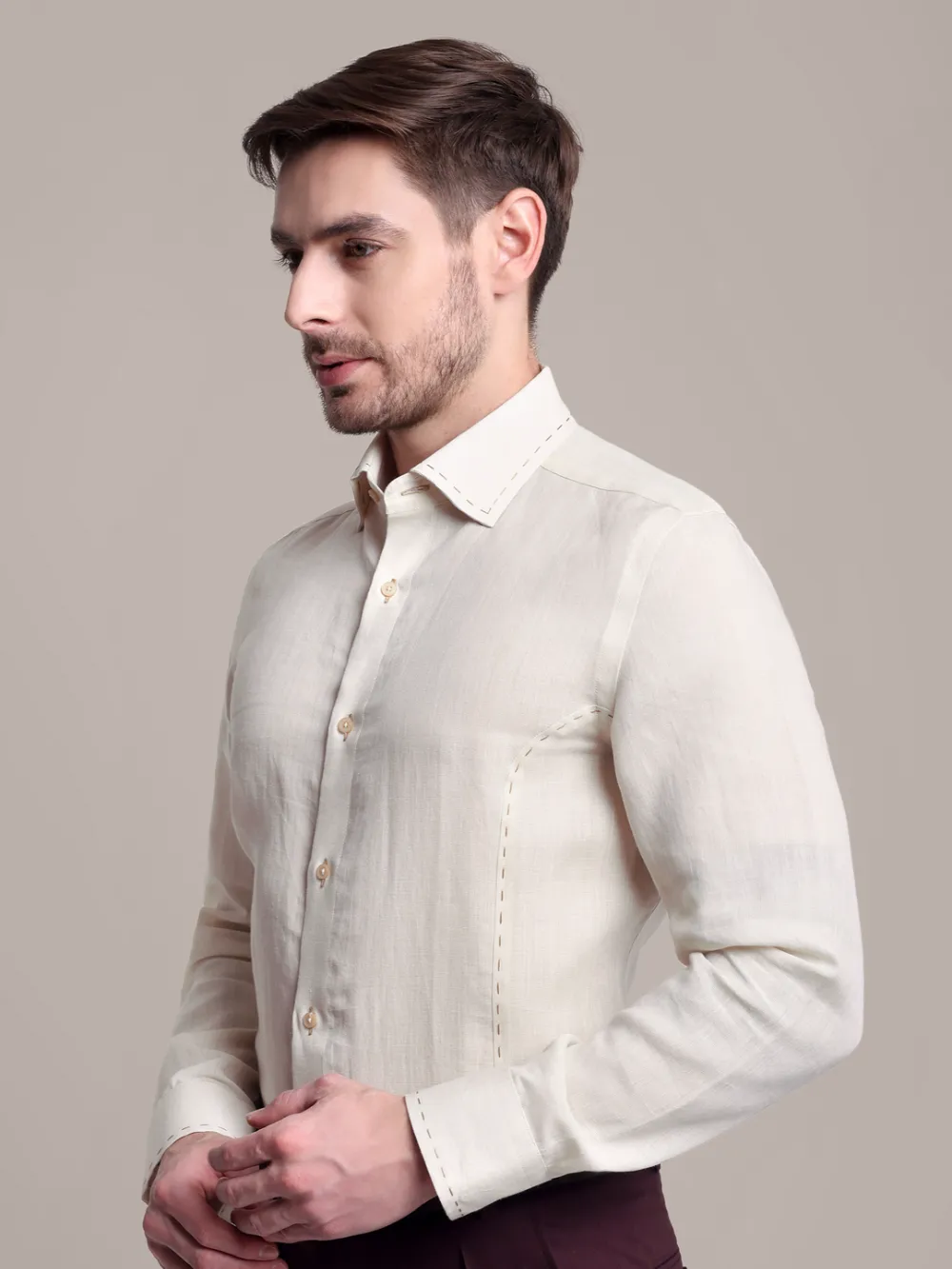 Sustainable - 100% Hemp Plain Ivory Essence Shirt