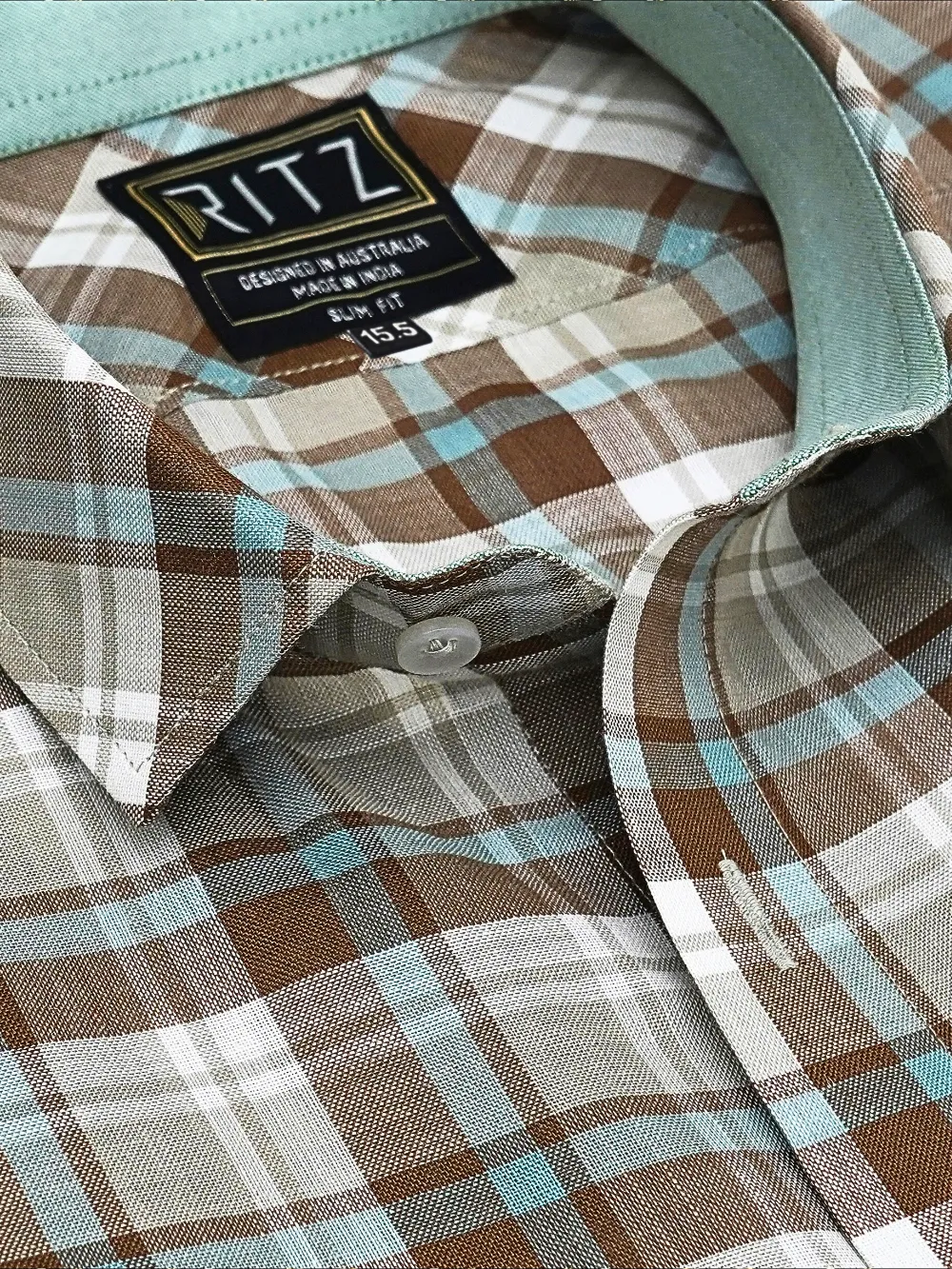 Designer Pair of Hemp Grid Shirt with Plain Light Olive Trousers