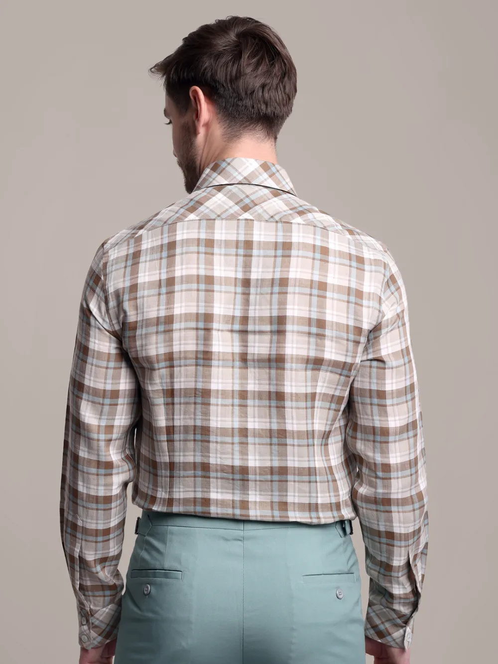Sustainable, 100% Hemp Shirt - Light Brown And Olive green